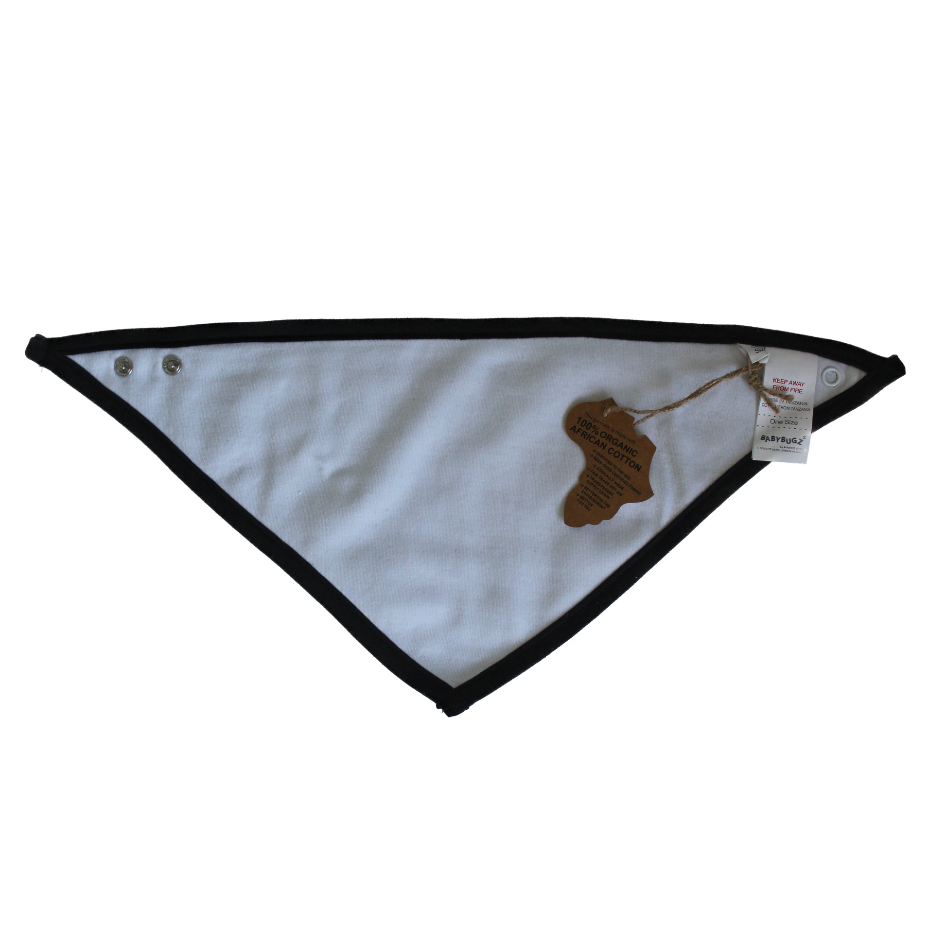 Black baby bandana bib rear with Anti-Dribble Device text – fun baby accessory
